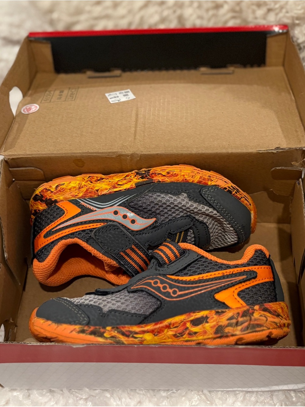 Saucony Kids Orange and Gray Flame-Accent Sneakers